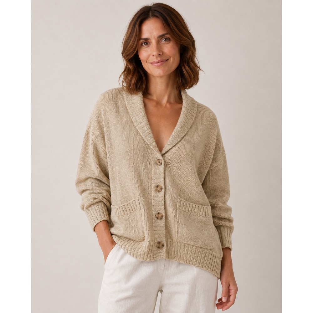 WinterSilks Turtleneck Sweater Womens S Beige Silk Trim Ribbed Grandmacore Cozy
